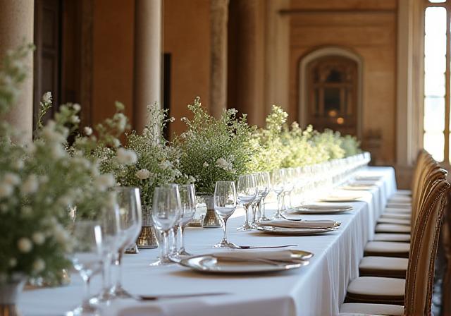 Tavolo decorato per un evento privato di lusso